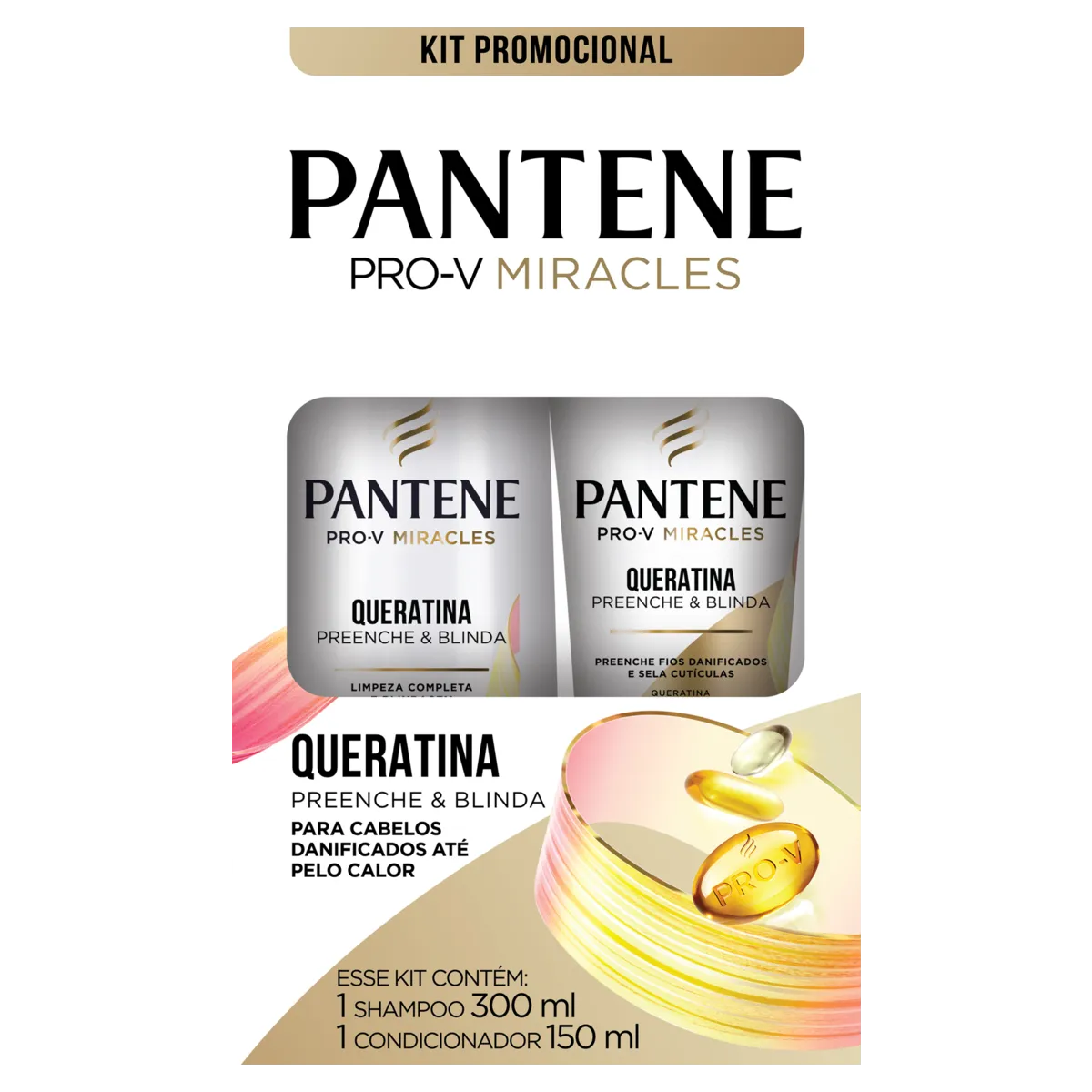 Imagem de Kit Pantene Shampoo + Condicionador Queratina 300ml + 150ml