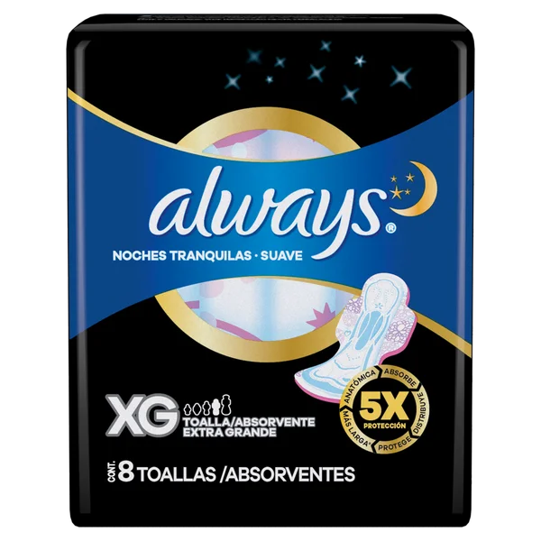 Imagem de Absorvente Always Noites Tranquilas Tamanho XG Suave com 8 unidades