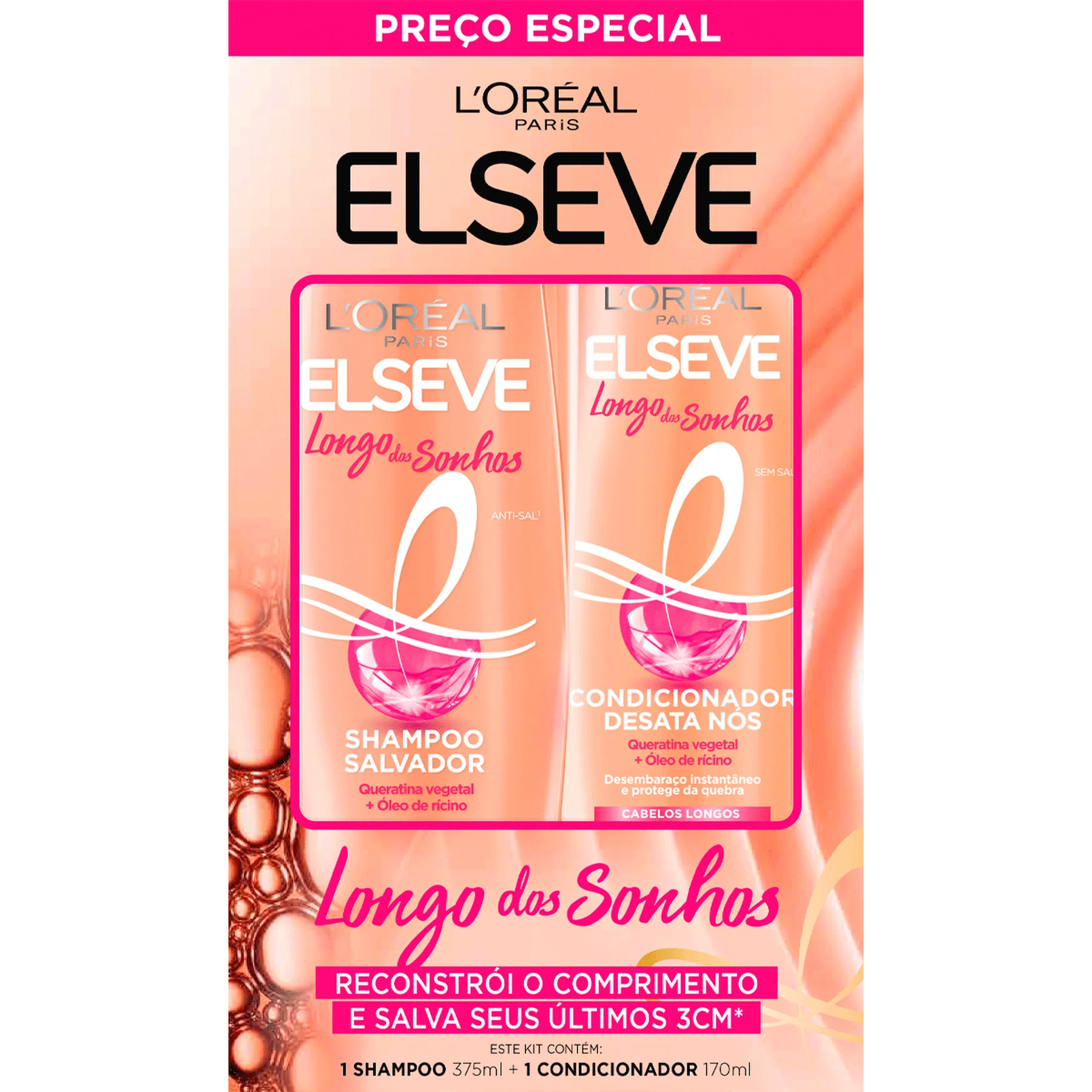 Imagem de Kit Elseve Longo dos Sonhos Shampoo 375ml + Condicionador 170ml