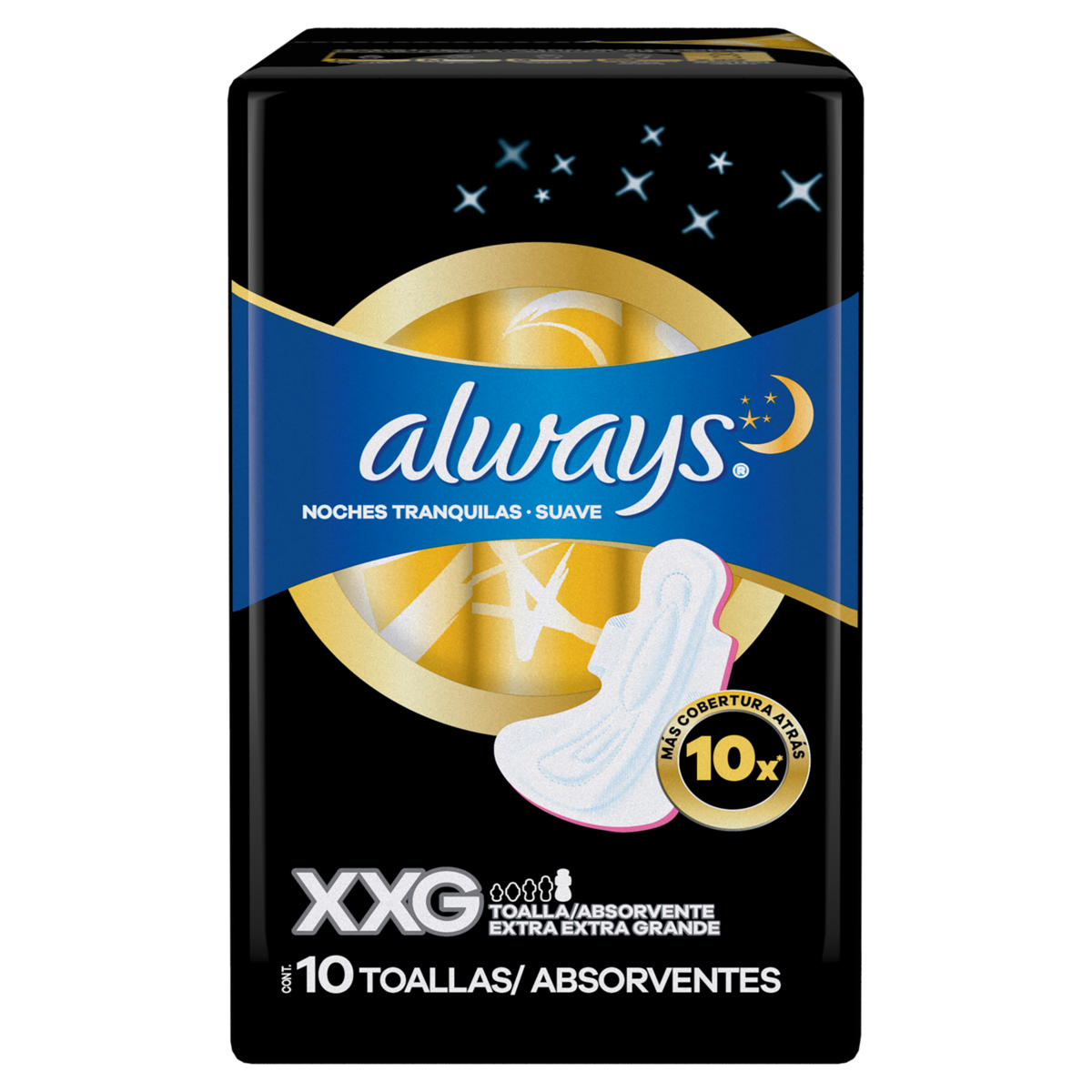 Imagem de Absorvente Always Noturno Tamanho XXG Seca com Abas de 10 unidades