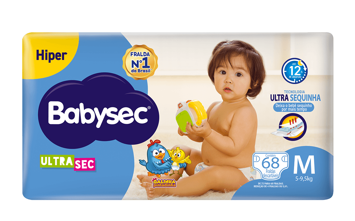 Imagem de Fralda Babysec Ultrasec Hiper M com 68 unidades